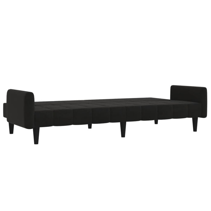Canapea extensibilă cu 2 locuri cu taburet, negru, microfibră WALTI