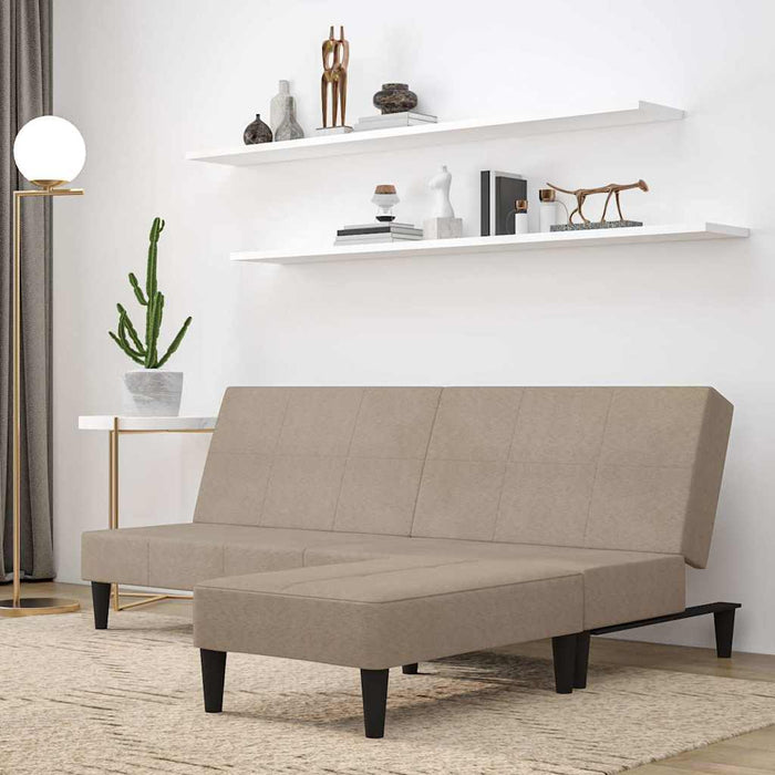 Canapea extensibilă cu 2 locuri cu taburet, taupe, microfibră WALTI