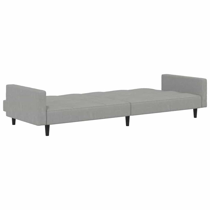 Canapea extensibilă 2 locuri, taburet, gri deschis, microfibră WALTI
