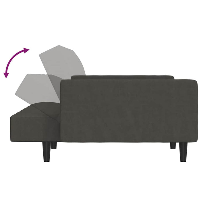 Canapea extensibilă 2 locuri, taburet, gri închis, microfibră WALTI