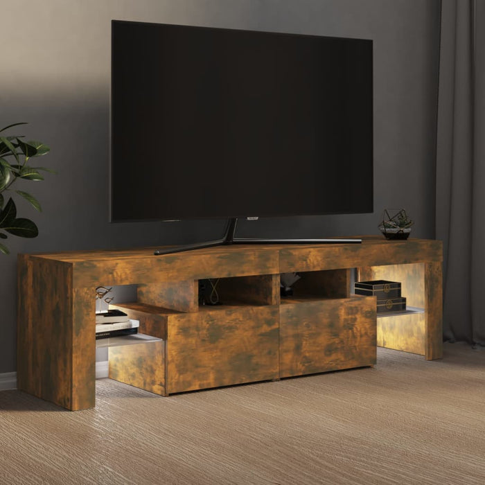 Comodă TV cu lumini LED, stejar fumuriu 140x36,5x40 cm - WALTI WALTI