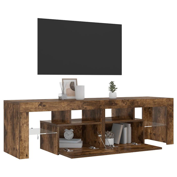 Comodă TV cu lumini LED, stejar fumuriu 140x36,5x40 cm - WALTI WALTI