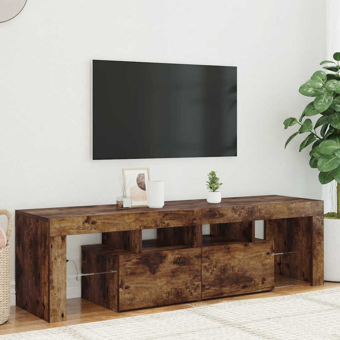 Comodă TV cu lumini LED, stejar fumuriu 140x36,5x40 cm - WALTI WALTI