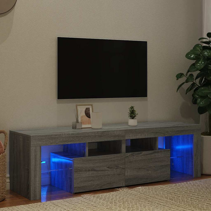 Comodă TV cu lumini LED, gri sonoma, 140x36,5x40 cm - WALTI WALTI