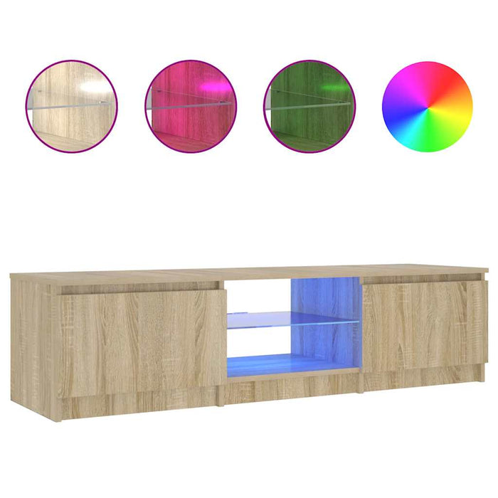 Comodă TV cu lumini LED, stejar fumuriu, 140x40x36 cm - WALTI WALTI
