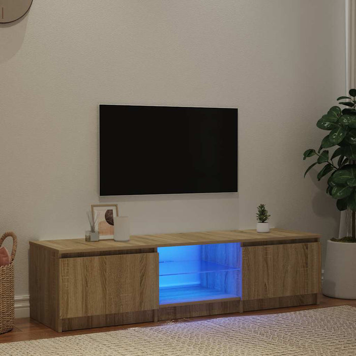 Comodă TV cu lumini LED, stejar fumuriu, 140x40x36 cm - WALTI WALTI
