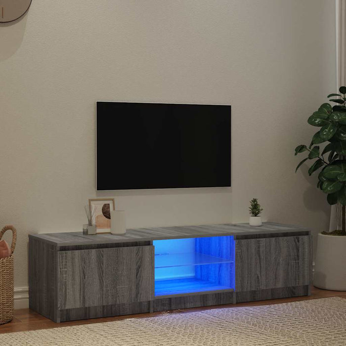 Comodă TV cu lumini LED, gri sonoma, 140x40x36 cm - WALTI WALTI