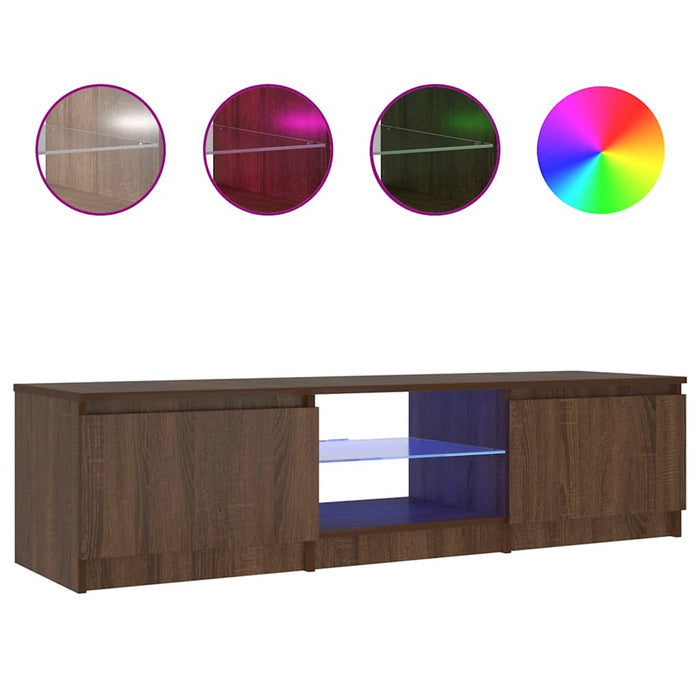 Comodă TV cu lumini LED, stejar maro, 140x40x36 cm WALTI