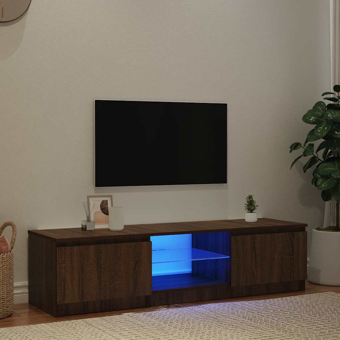 Comodă TV cu lumini LED, stejar maro, 140x40x36 cm WALTI
