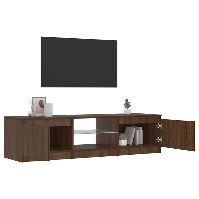 Comodă TV cu lumini LED, stejar maro, 140x40x36 cm WALTI