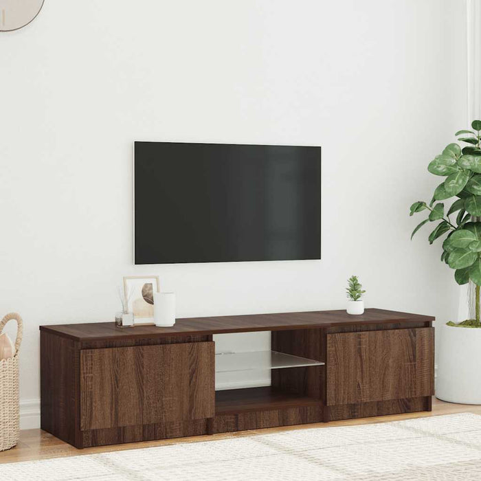 Comodă TV cu lumini LED, stejar maro, 140x40x36 cm WALTI