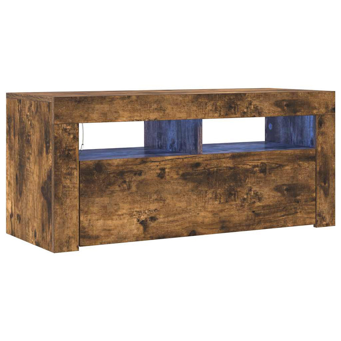 Comodă TV cu lumini LED, stejar fumuriu, 90x35x40 cm - WALTI WALTI