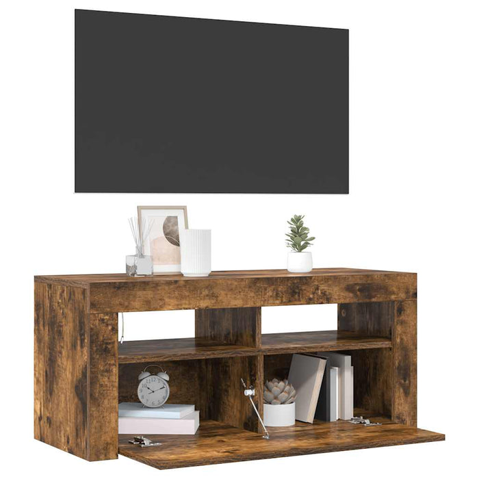 Comodă TV cu lumini LED, stejar fumuriu, 90x35x40 cm - WALTI WALTI