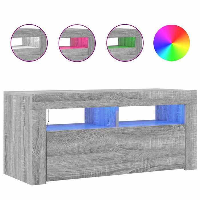 Comodă TV cu lumini LED, gri sonoma, 90x35x40 cm - WALTI WALTI
