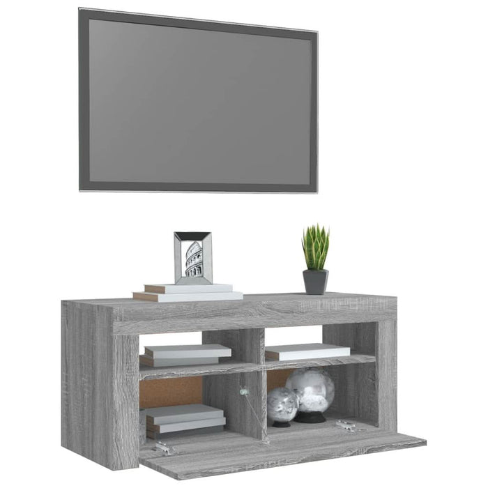 Comodă TV cu lumini LED, gri sonoma, 90x35x40 cm - WALTI WALTI