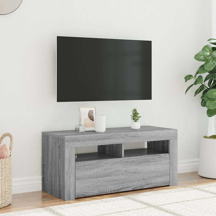 Comodă TV cu lumini LED, gri sonoma, 90x35x40 cm - WALTI WALTI