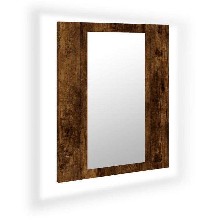 Dulap cu oglindă de baie LED, stejar fumuriu, 40x12x45 cm, lemn - WALTI WALTI