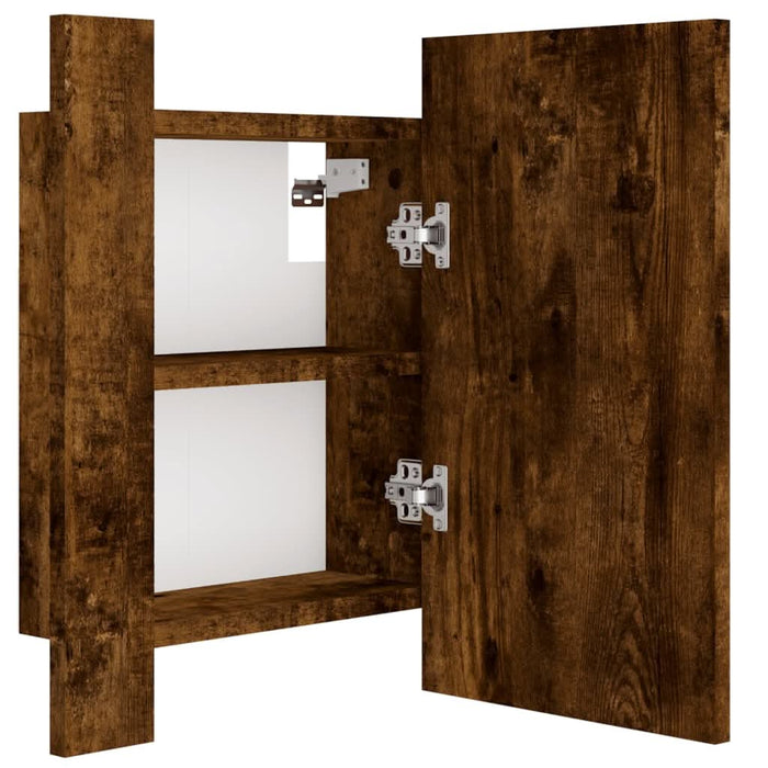 Dulap cu oglindă de baie LED, stejar fumuriu, 40x12x45 cm, lemn - WALTI WALTI