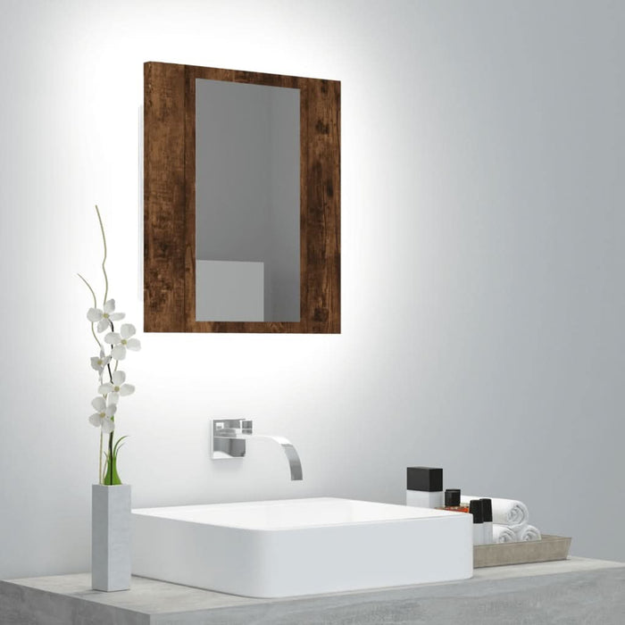 Dulap cu oglindă de baie LED, stejar fumuriu, 40x12x45 cm, lemn - WALTI WALTI