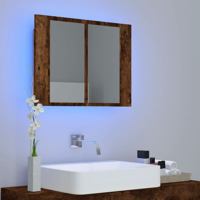 Dulap cu oglindă & LED stejar fumuriu 60x12x45 cm lemn compozit - WALTI WALTI