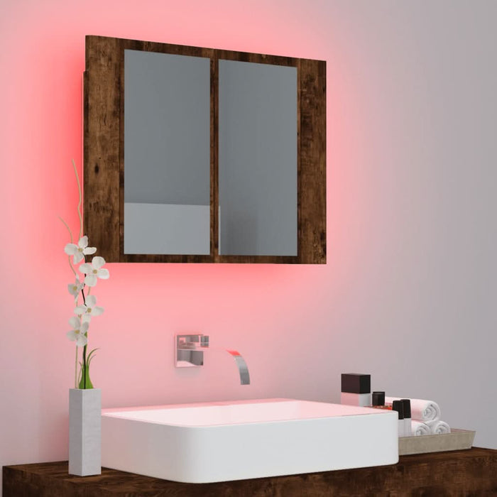 Dulap cu oglindă & LED stejar fumuriu 60x12x45 cm lemn compozit - WALTI WALTI