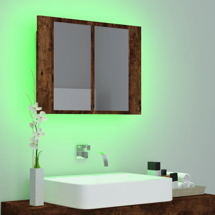 Dulap cu oglindă & LED stejar fumuriu 60x12x45 cm lemn compozit - WALTI WALTI