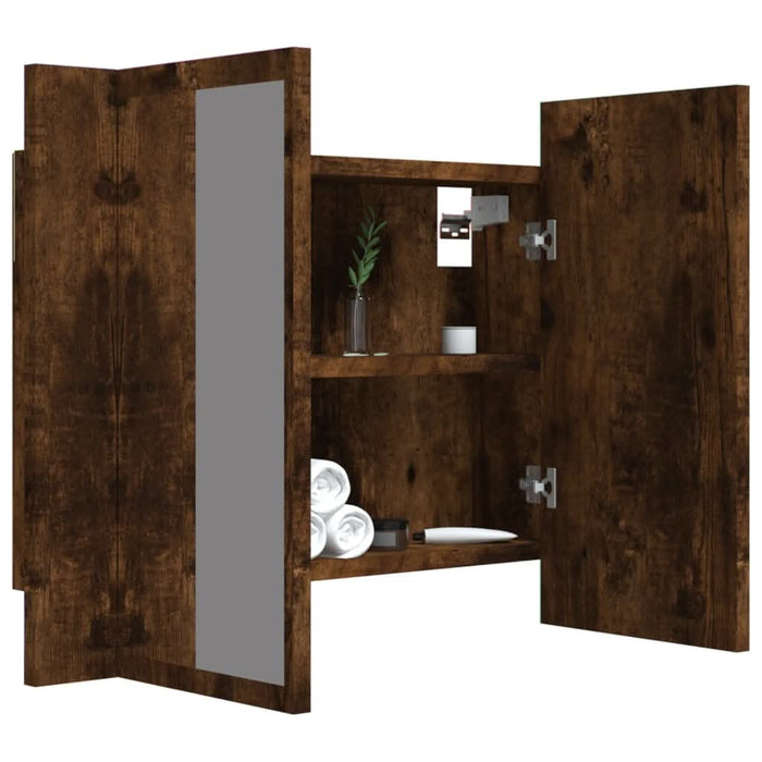 Dulap cu oglindă & LED stejar fumuriu 60x12x45 cm lemn compozit - WALTI WALTI