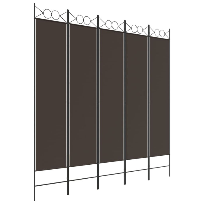 Paravan de cameră cu 5 panouri maro 200x200 cm material textil WALTI