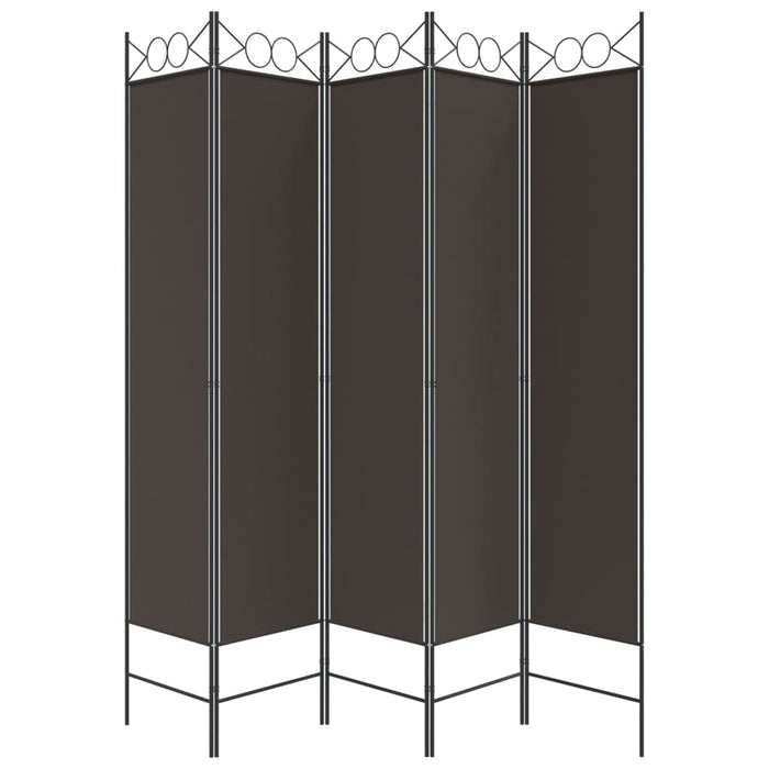 Paravan de cameră cu 5 panouri maro 200x200 cm material textil WALTI