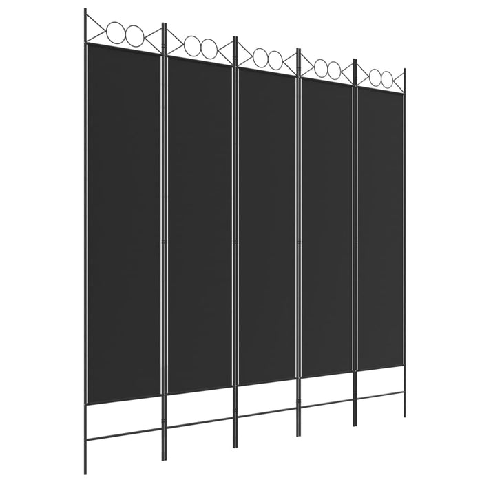 Paravan de cameră cu 5 panouri, negru, 200x200 cm, textil - WALTI WALTI