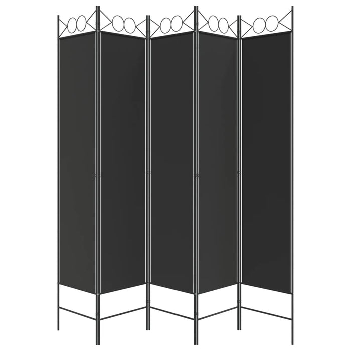 Paravan de cameră cu 5 panouri, negru, 200x200 cm, textil - WALTI WALTI