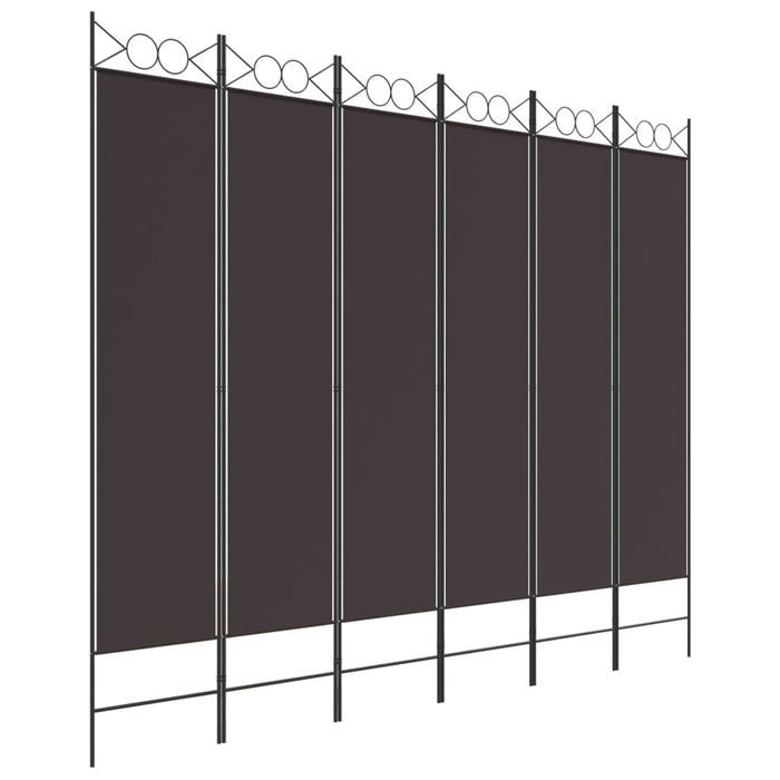 Paravan de cameră cu 6 panouri, maro, 240x200 cm, textil WALTI