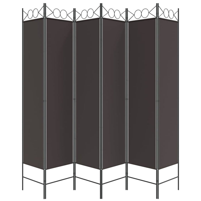 Paravan de cameră cu 6 panouri, maro, 240x200 cm, textil WALTI