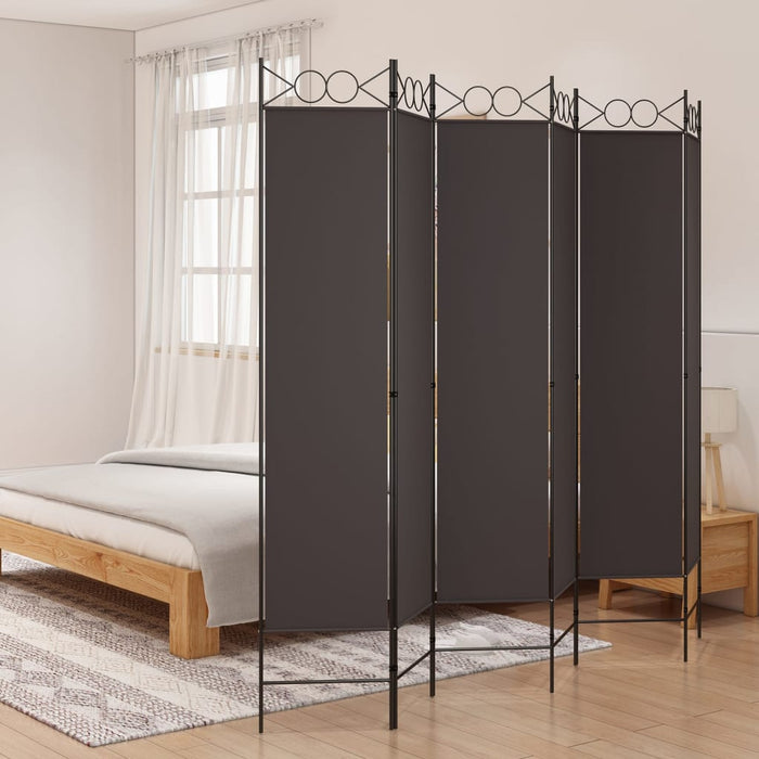 Paravan de cameră cu 6 panouri, maro, 240x200 cm, textil WALTI