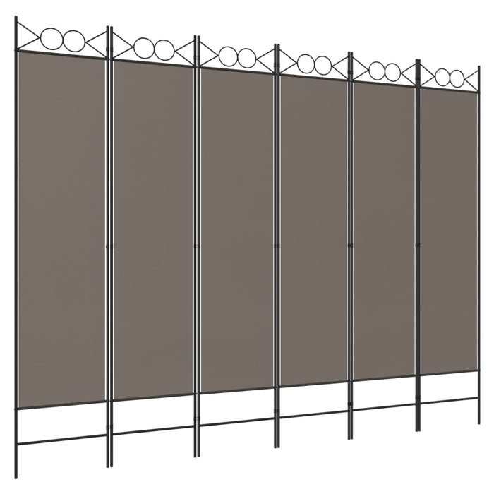 Paravan de cameră cu 6 panouri, antracit, 240x200 cm, textil - WALTI WALTI