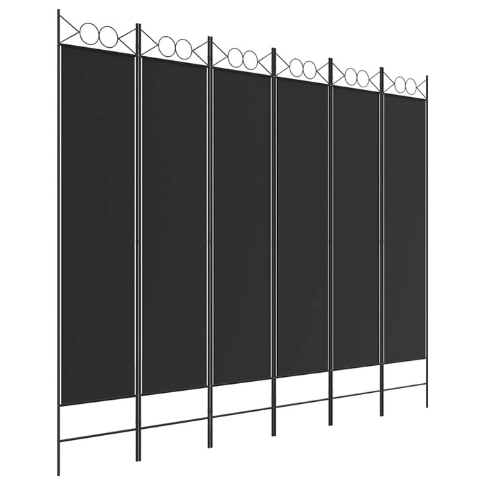 Paravan de cameră cu 6 panouri, negru, 240x200 cm, textil - WALTI WALTI