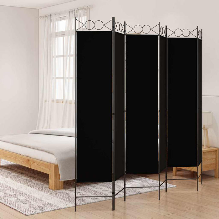 Paravan de cameră cu 6 panouri, negru, 240x200 cm, textil - WALTI WALTI