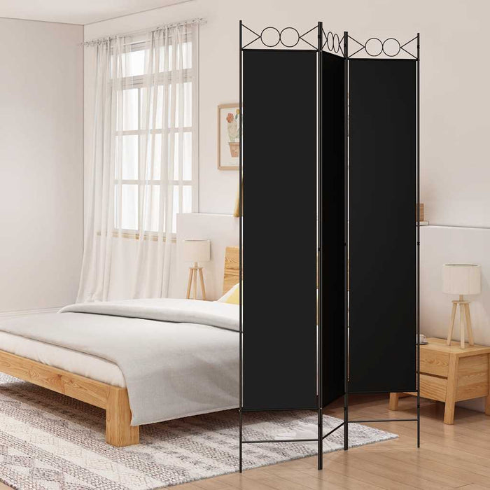 Paravan de cameră cu 3 panouri, negru, 120x220 cm, textil - WALTI WALTI