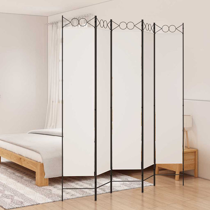 Paravan de cameră cu 5 panouri, alb, 200x220 cm, textil WALTI