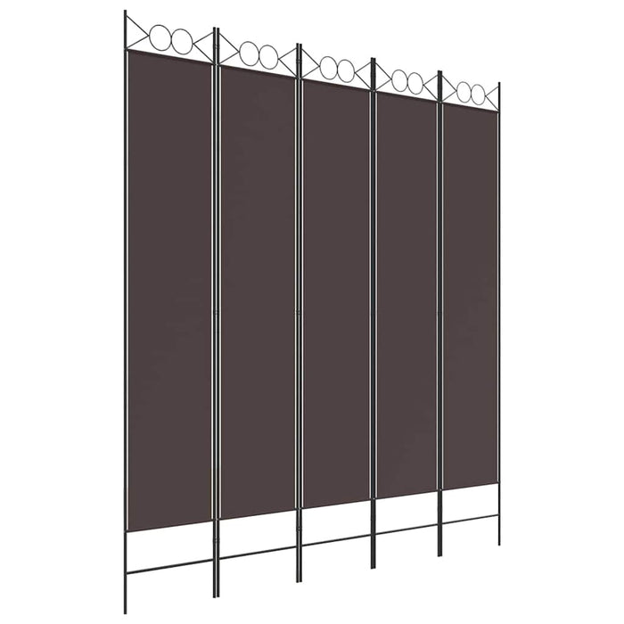Paravan de cameră cu 5 panouri, maro, 200x220 cm, textil WALTI