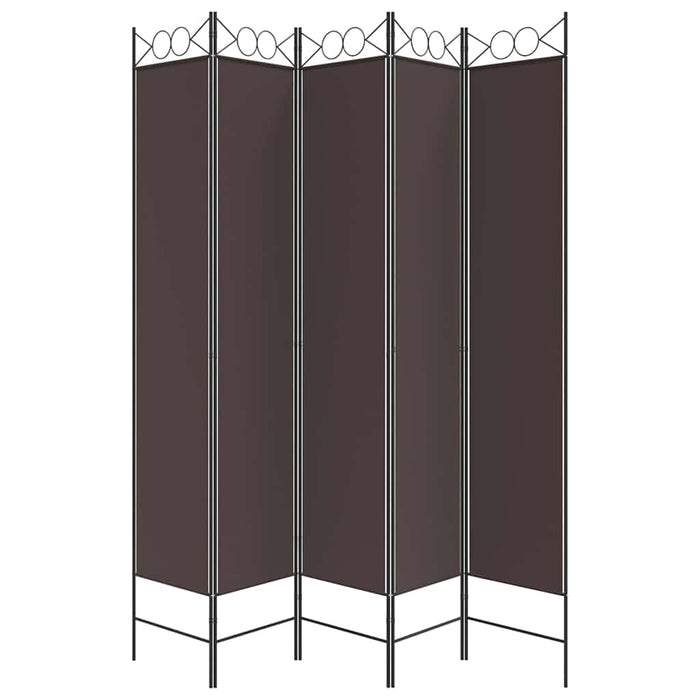 Paravan de cameră cu 5 panouri, maro, 200x220 cm, textil WALTI