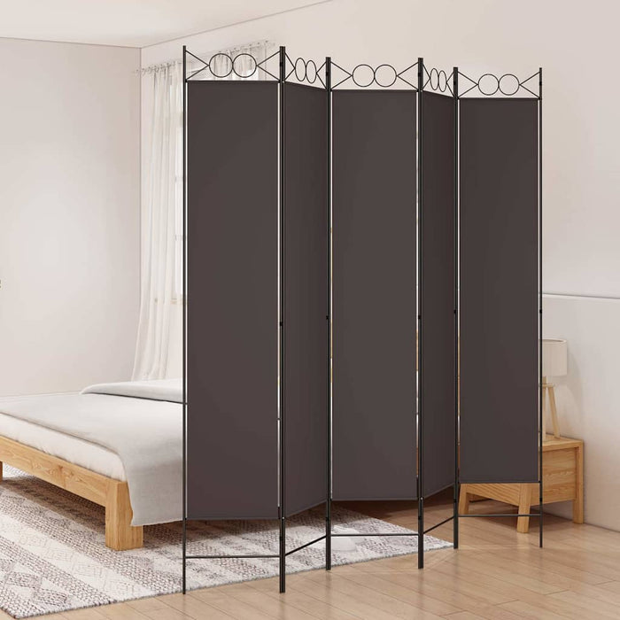 Paravan de cameră cu 5 panouri, maro, 200x220 cm, textil WALTI