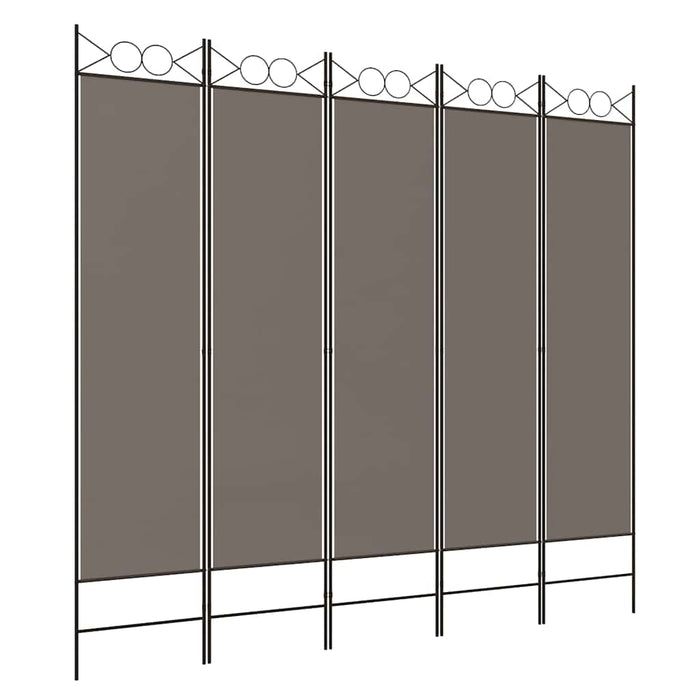 Paravan de cameră cu 5 panouri, antracit, 200x220 cm, textil - WALTI WALTI