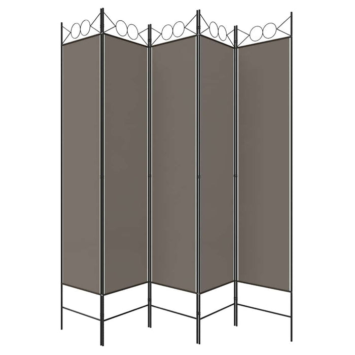 Paravan de cameră cu 5 panouri, antracit, 200x220 cm, textil - WALTI WALTI