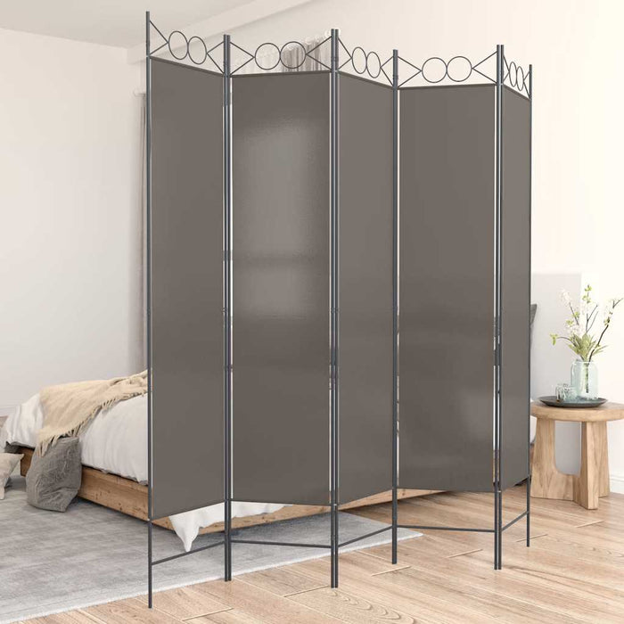 Paravan de cameră cu 5 panouri, antracit, 200x220 cm, textil - WALTI WALTI