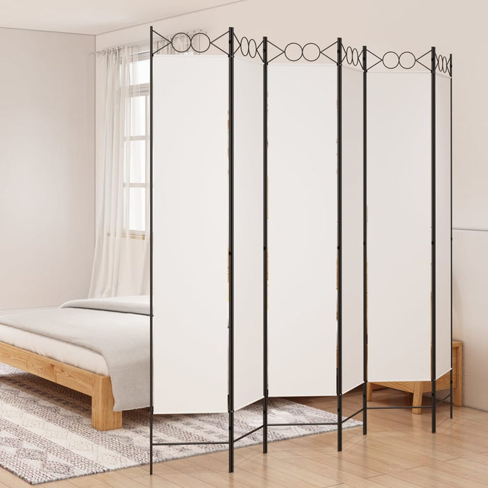 Paravan de cameră cu 6 panouri, alb, 240x220 cm, textil - WALTI WALTI
