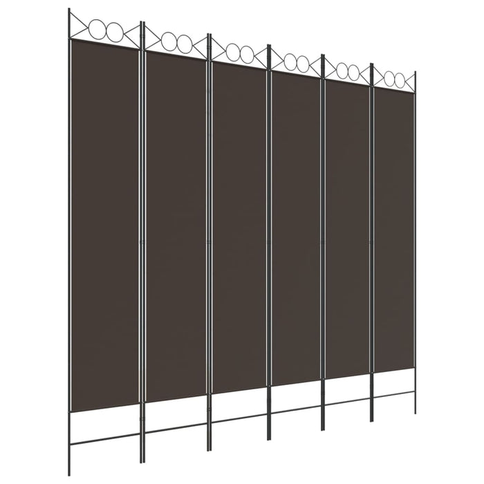 Paravan de cameră cu 6 panouri, maro, 240x220 cm, textil WALTI