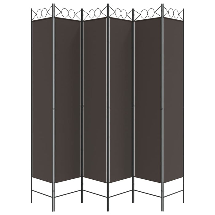 Paravan de cameră cu 6 panouri, maro, 240x220 cm, textil WALTI