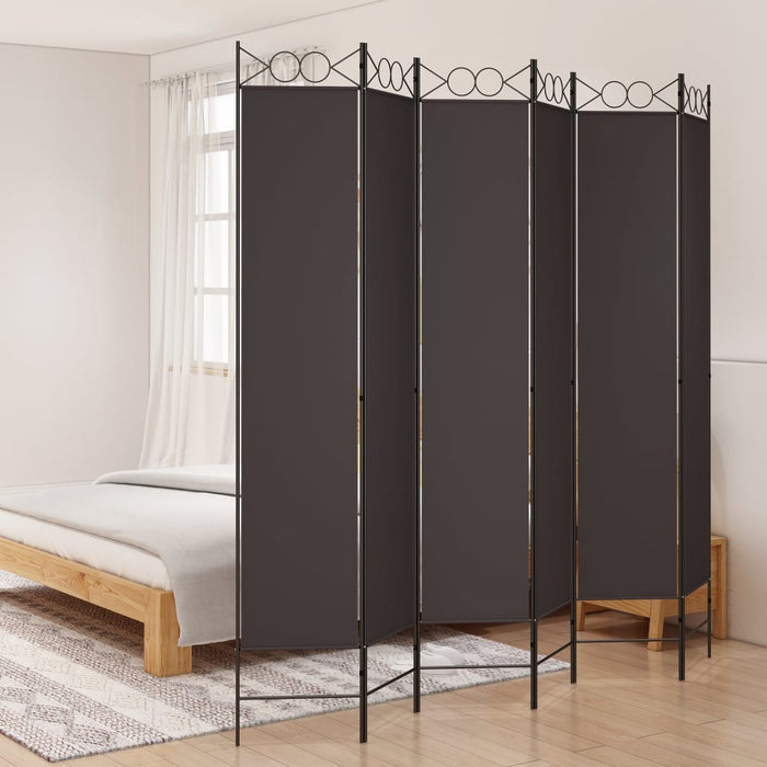 Paravan de cameră cu 6 panouri, maro, 240x220 cm, textil WALTI