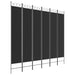 Paravan de cameră cu 6 panouri, negru, 240x220 cm, textil - WALTI WALTI
